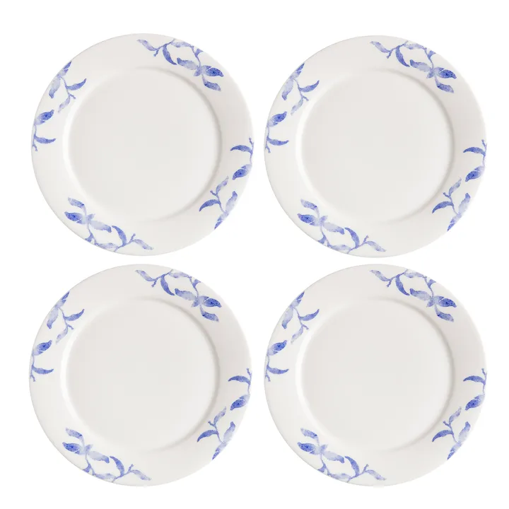 Havspil side plate 21 cm 4-pack - blue-white - Scandi Living