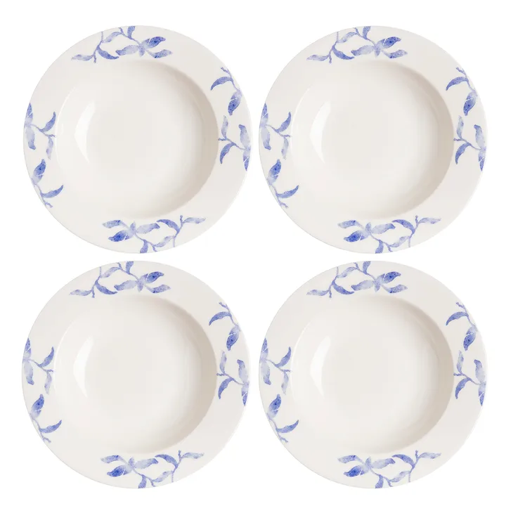 Havspil deep plate 23 cm 4-pack - blue-white - Scandi Living