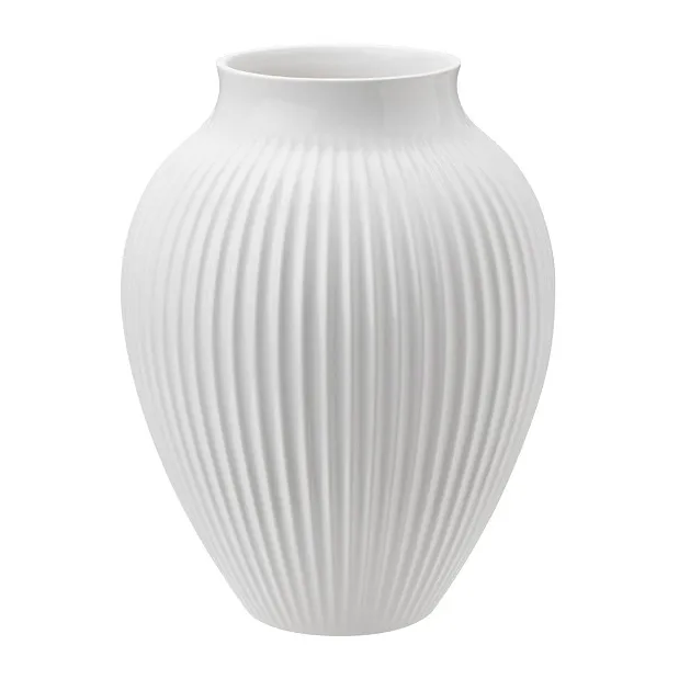 Knabstrup vase ribbed 20 cm - white - Knabstrup Keramik